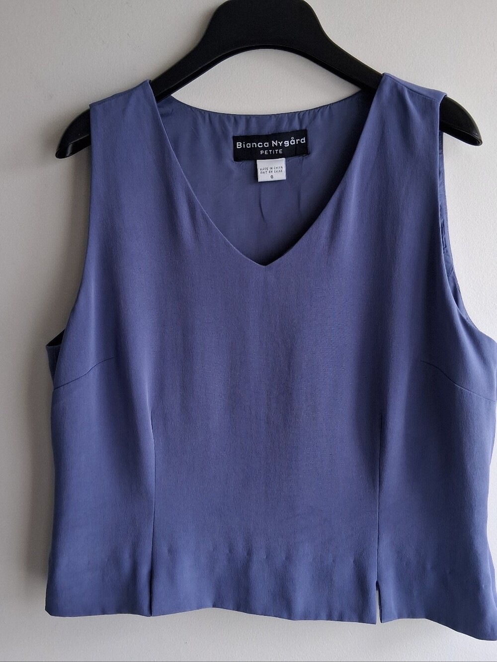 Lilac Bianca Nygard Size 8 100% Silk Top Petite Or Cropped Fit EUC